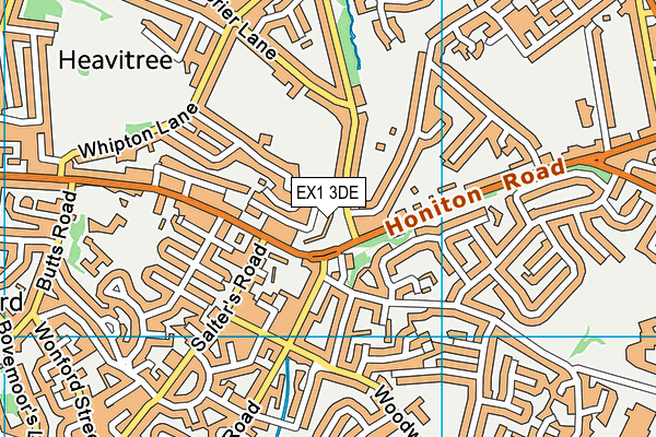 EX1 3DE map - OS VectorMap District (Ordnance Survey)