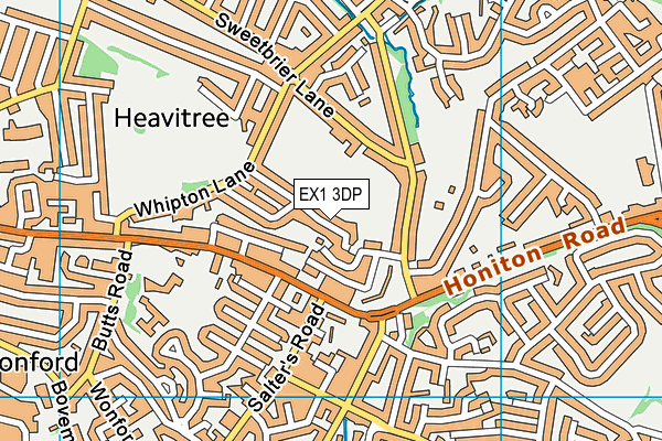 EX1 3DP map - OS VectorMap District (Ordnance Survey)