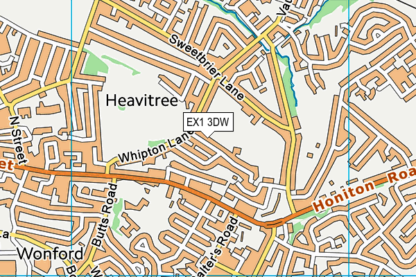 EX1 3DW map - OS VectorMap District (Ordnance Survey)