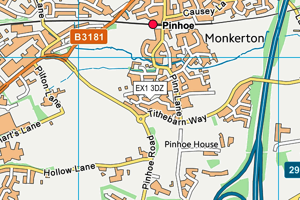 EX1 3DZ map - OS VectorMap District (Ordnance Survey)