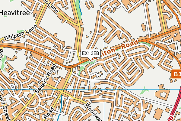 EX1 3EB map - OS VectorMap District (Ordnance Survey)