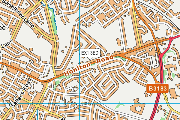 EX1 3ED map - OS VectorMap District (Ordnance Survey)