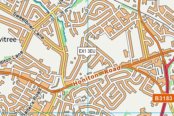 EX1 3EU map - OS VectorMap District (Ordnance Survey)