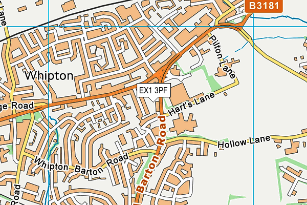 EX1 3PF map - OS VectorMap District (Ordnance Survey)