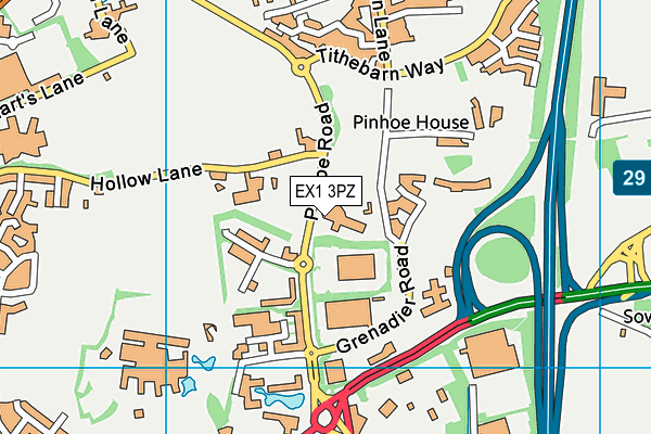 EX1 3PZ map - OS VectorMap District (Ordnance Survey)