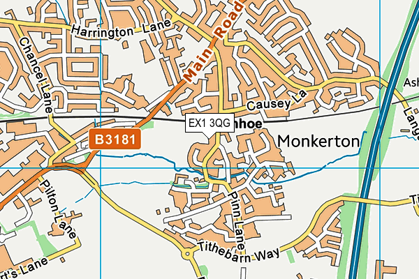 EX1 3QG map - OS VectorMap District (Ordnance Survey)