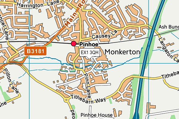 EX1 3QH map - OS VectorMap District (Ordnance Survey)