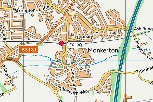 EX1 3QJ map - OS VectorMap District (Ordnance Survey)