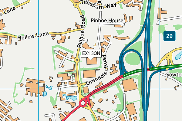 EX1 3QN map - OS VectorMap District (Ordnance Survey)