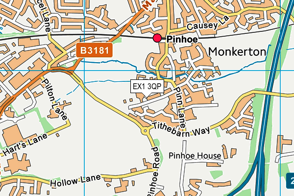 EX1 3QP map - OS VectorMap District (Ordnance Survey)