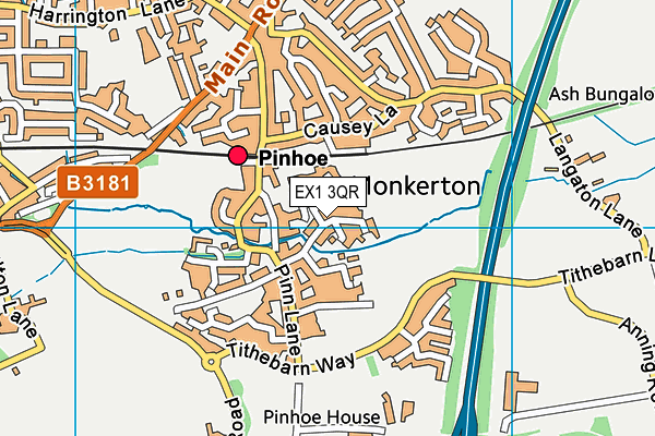 EX1 3QR map - OS VectorMap District (Ordnance Survey)