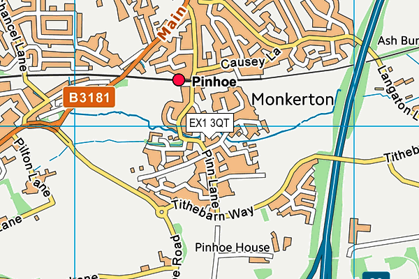 EX1 3QT map - OS VectorMap District (Ordnance Survey)