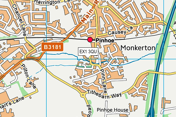 EX1 3QU map - OS VectorMap District (Ordnance Survey)