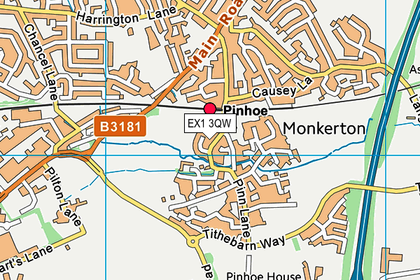 EX1 3QW map - OS VectorMap District (Ordnance Survey)