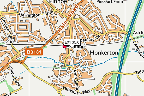 EX1 3QX map - OS VectorMap District (Ordnance Survey)