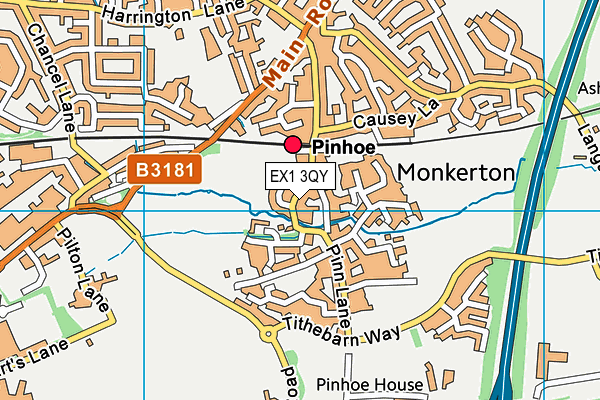 EX1 3QY map - OS VectorMap District (Ordnance Survey)