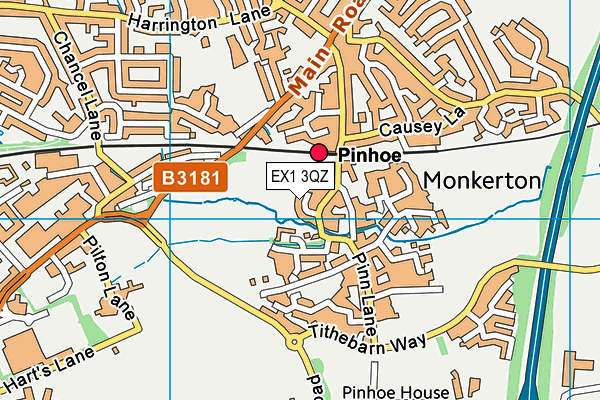 EX1 3QZ map - OS VectorMap District (Ordnance Survey)