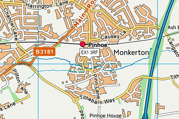 EX1 3RF map - OS VectorMap District (Ordnance Survey)