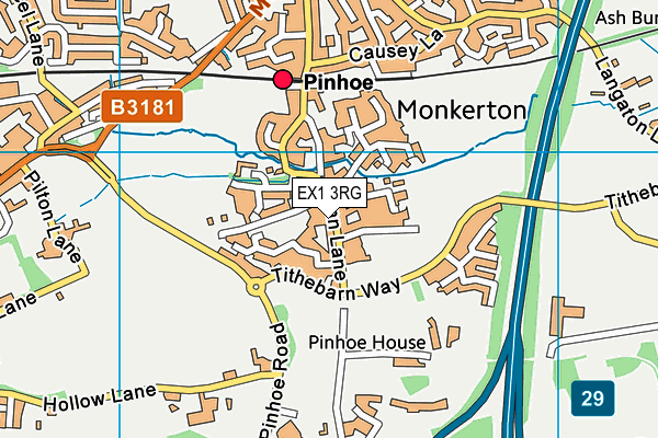 EX1 3RG map - OS VectorMap District (Ordnance Survey)