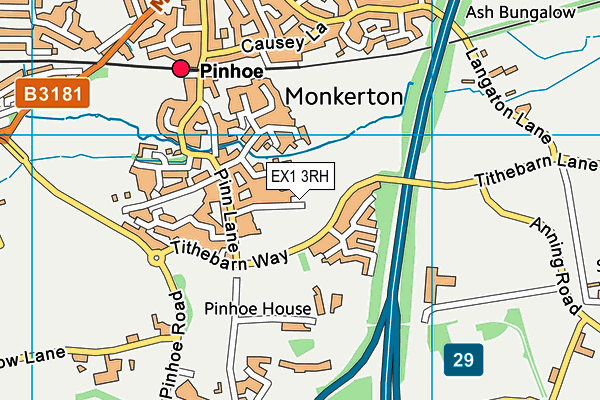 EX1 3RH map - OS VectorMap District (Ordnance Survey)