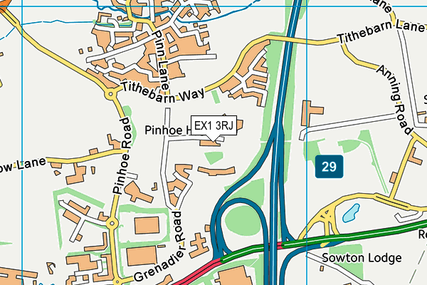 EX1 3RJ map - OS VectorMap District (Ordnance Survey)