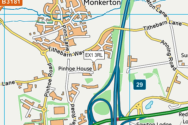 EX1 3RL map - OS VectorMap District (Ordnance Survey)