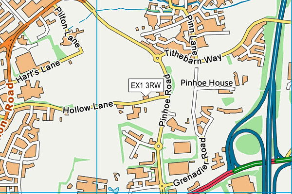 EX1 3RW map - OS VectorMap District (Ordnance Survey)
