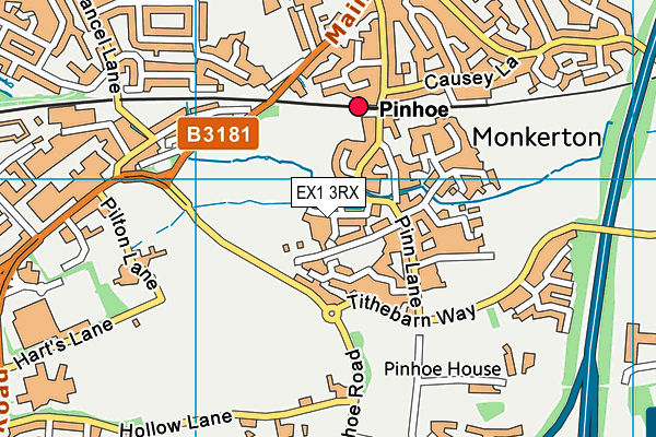 EX1 3RX map - OS VectorMap District (Ordnance Survey)