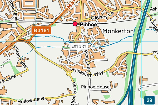 EX1 3RY map - OS VectorMap District (Ordnance Survey)