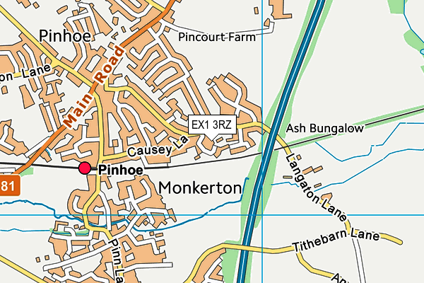 EX1 3RZ map - OS VectorMap District (Ordnance Survey)