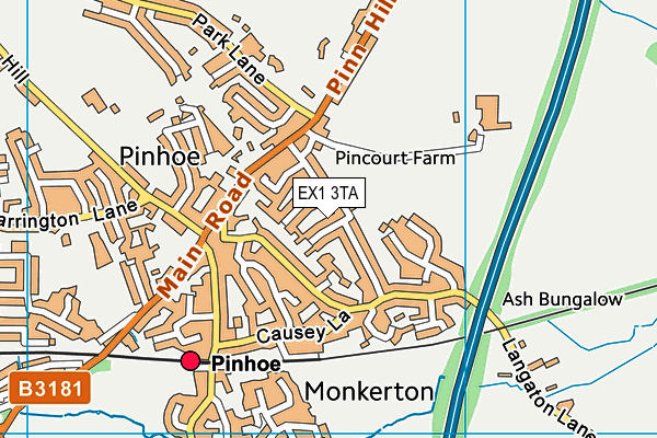 EX1 3TA map - OS VectorMap District (Ordnance Survey)