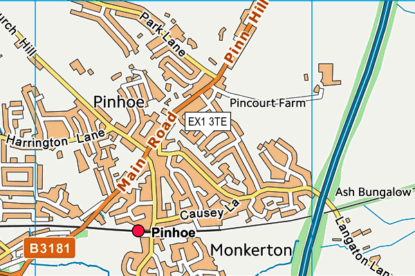 EX1 3TE map - OS VectorMap District (Ordnance Survey)