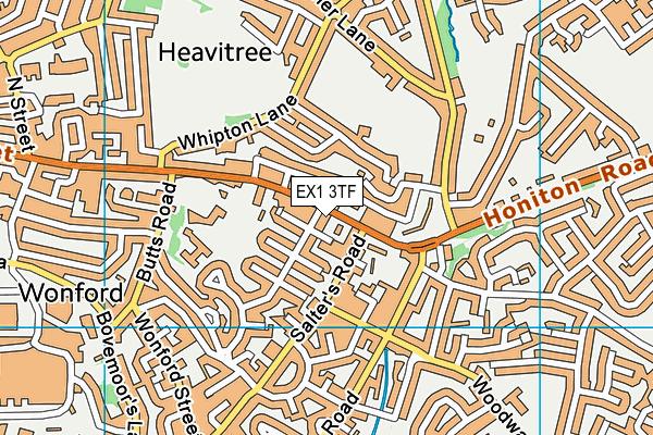 EX1 3TF map - OS VectorMap District (Ordnance Survey)