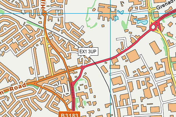 EX1 3UP map - OS VectorMap District (Ordnance Survey)