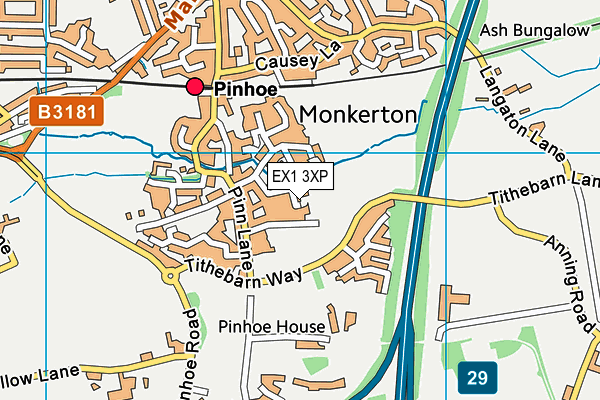 EX1 3XP map - OS VectorMap District (Ordnance Survey)