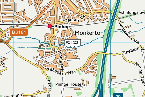 EX1 3XU map - OS VectorMap District (Ordnance Survey)