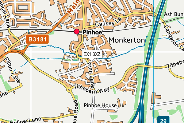 EX1 3XZ map - OS VectorMap District (Ordnance Survey)