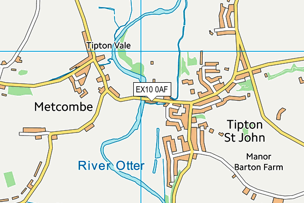 Tipton St Johns Playing Fields map (EX10 0AF) - OS VectorMap District (Ordnance Survey)
