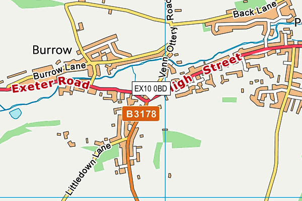 EX10 0BD map - OS VectorMap District (Ordnance Survey)