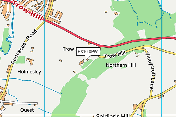 EX10 0PW map - OS VectorMap District (Ordnance Survey)