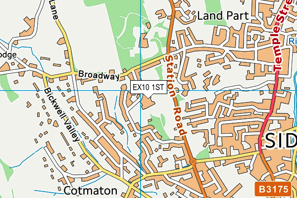 EX10 1ST map - OS VectorMap District (Ordnance Survey)