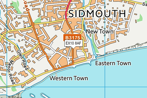 EX10 8AF map - OS VectorMap District (Ordnance Survey)