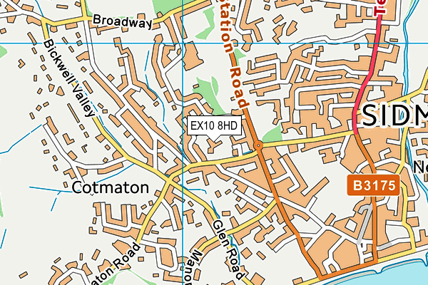 EX10 8HD map - OS VectorMap District (Ordnance Survey)