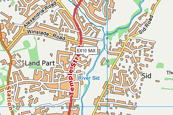 EX10 9AX map - OS VectorMap District (Ordnance Survey)