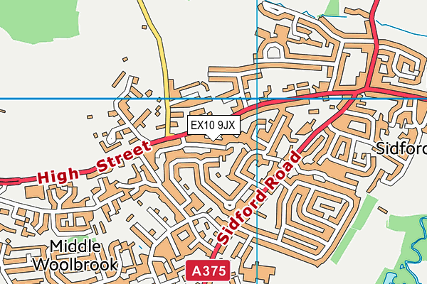 EX10 9JX map - OS VectorMap District (Ordnance Survey)