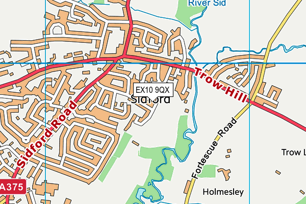 Sidford Recreation Ground map (EX10 9QX) - OS VectorMap District (Ordnance Survey)