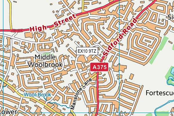 EX10 9TZ map - OS VectorMap District (Ordnance Survey)