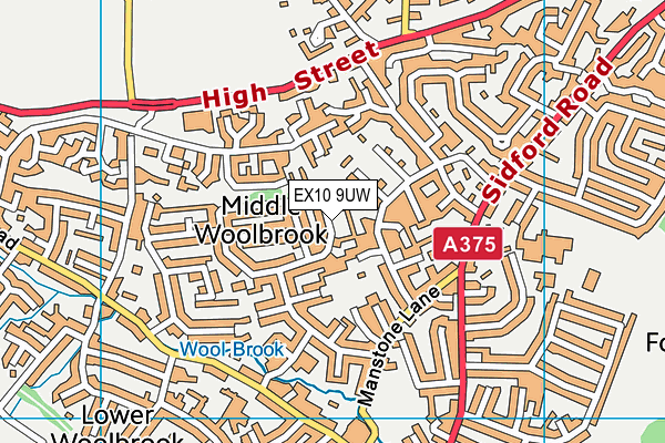 EX10 9UW map - OS VectorMap District (Ordnance Survey)