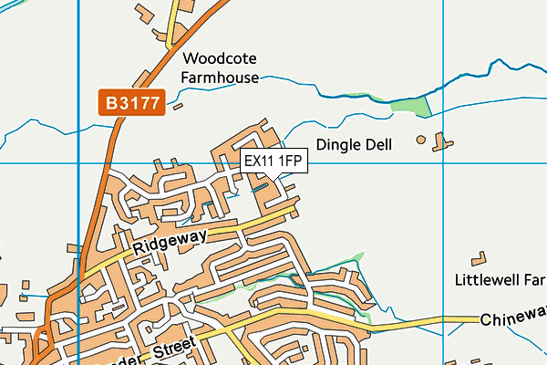 EX11 1FP map - OS VectorMap District (Ordnance Survey)