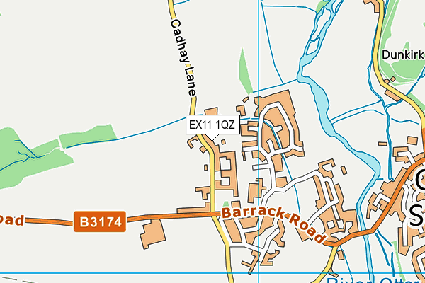 Ottery Leisure Centre map (EX11 1QZ) - OS VectorMap District (Ordnance Survey)